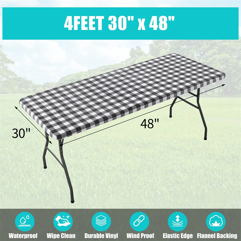 Olanly Rectangle Table Cover Elastic Waterproof Table Covers Fitted Vinyl Tablecloth For Home Party Camping Table Cloth Outdoor 5