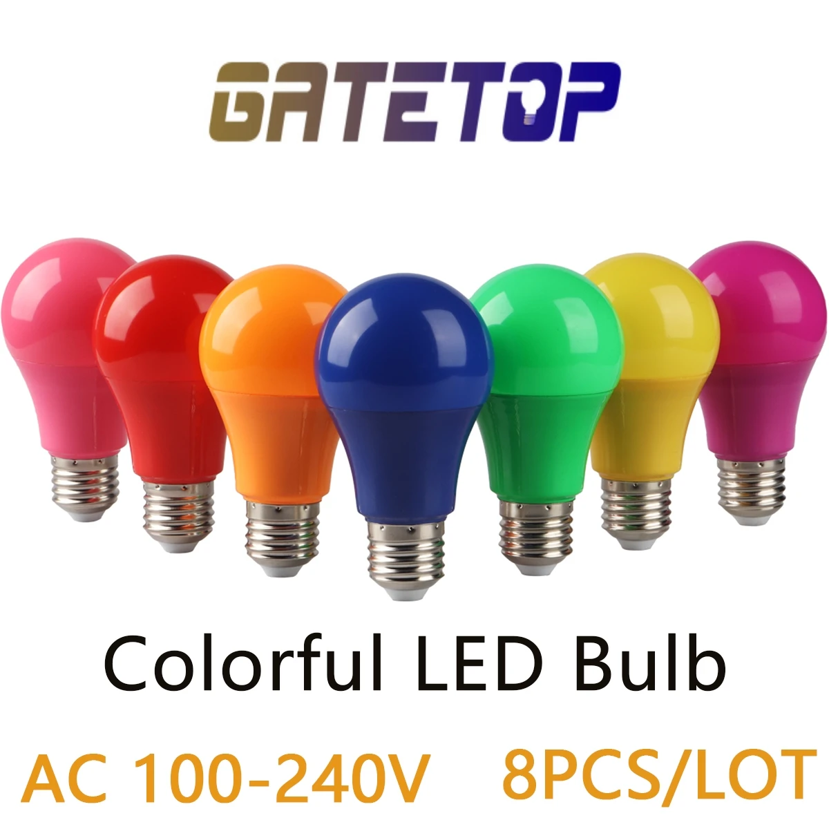 8PCS/LOT LED energy-saving color bulbs Christmas decoration marquee night light E27 AC110V 220V 8W no flicker 7 colors