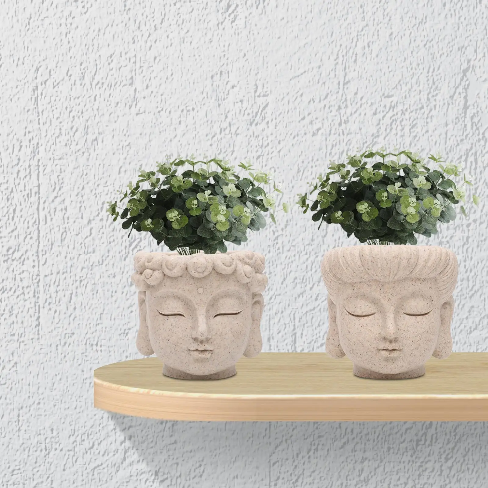 Buddha Head Flower Pot Flower Vase Decors Planters with Drainage Hole Indoor Plants Plant Containers for Kitchen Desk Garden
