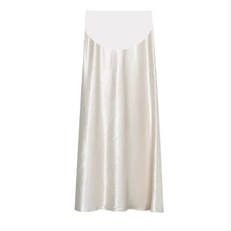 Maternity New Early Spring Vinegar Satin Covers Strap Slim A-line Long Skirt High Waist Drooping Fish Tail Youth Pregnancy