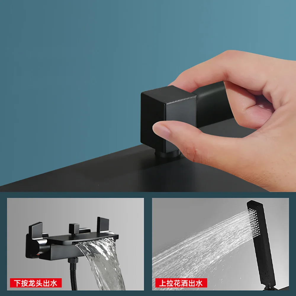 Tianview Waterfall bathtub faucet wall out of the cylinder side hot and cold bath shower shower set into the wall bathtub faucet