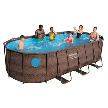Power Steel Oval Swim Vista Frame Pool Set 18'x9'x48 1