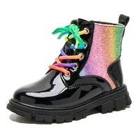 Children's Leather Short Boots Autumn and Winter Fashion 2024 Baby Girl Princess Ankle Boots Colorful Soft Soled Casual Shoes 2