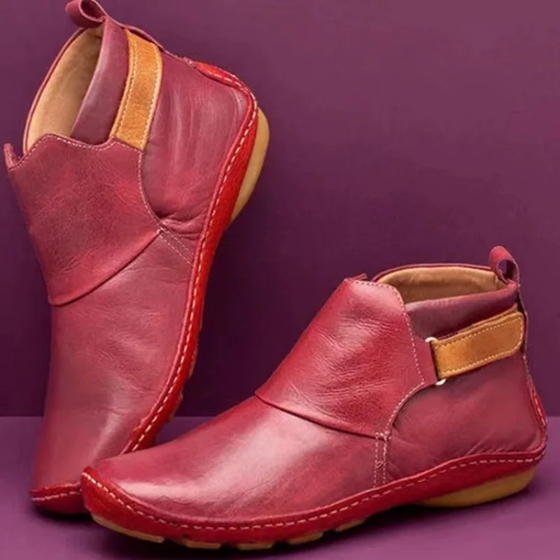 Women's Waterproof Slip-On Flat Ankle Boots - Stylish & Comfortable Winter Footwear