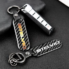 

For Alfa Romeo Stelvio Car Accessories custom color nameplate metal keychain carbon fiber