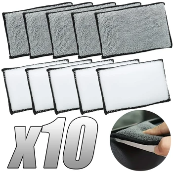 Éponge à récurer en microfibre Double face douce, 2 à 10 pièces, pour nettoyage du cuir de voiture, serviette en microfibre, éponge de cire, outils de détail automobile 1