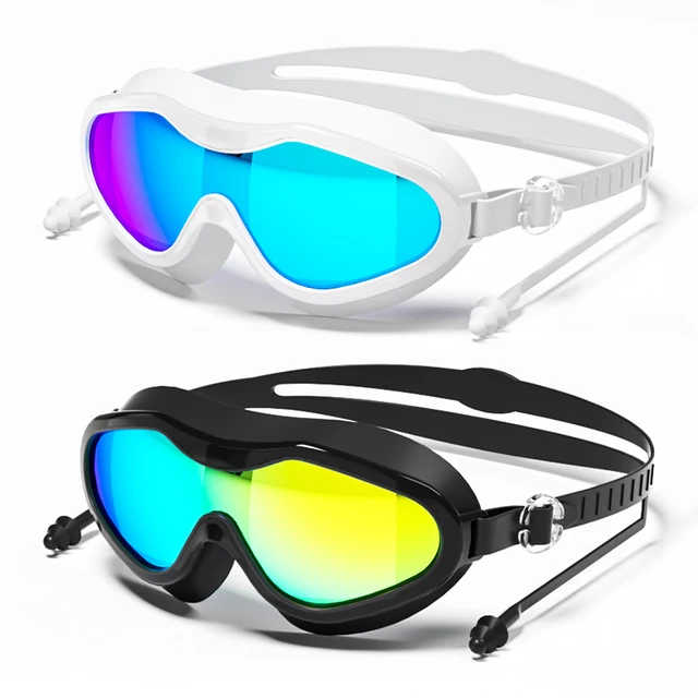 Swimming goggles with large frame, high-definition waterproof, anti fog, electroplated, anti UV, suitable for both men and women