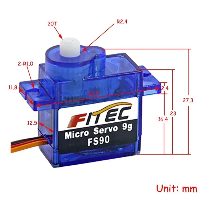 Feetech FS90 Servomoteur 9g 120° avec bras de servo en croix et vis de fixation
