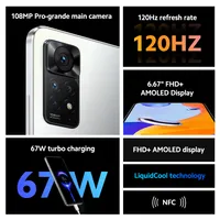 Globalna wersja Xiaomi Redmi Note 11 Pro Smartphone 64/128GB MTK Helio G96 Octa Core 108MP kamery 120Hz wyświetlacz 67W szybkie ładowanie 3