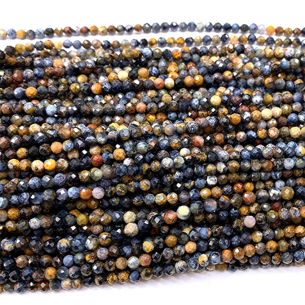 Veemake 자연 Pietersite면 처리 된 라운드 Rondelle 가장자리 큐브 코인 디스크 비즈 쥬얼리 만들기 DIY 목걸이  팔찌 귀걸이-Freehip.co.kr