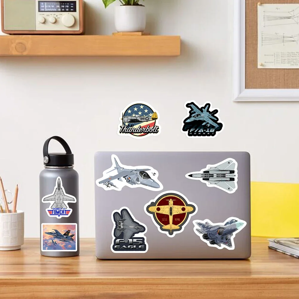 Fighter Jet Aircraft Stickers F35 F16 MiG DIY Toy Decorative Decal for Phone Luggage Laptop Helmets Skateboards Waterproof