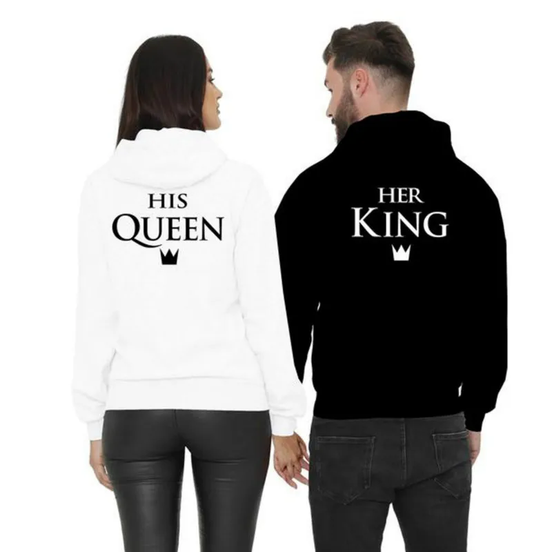 King Queen Matching Couples Hoodies Sweatshirts Zip Up His and Her Hooded  Thin