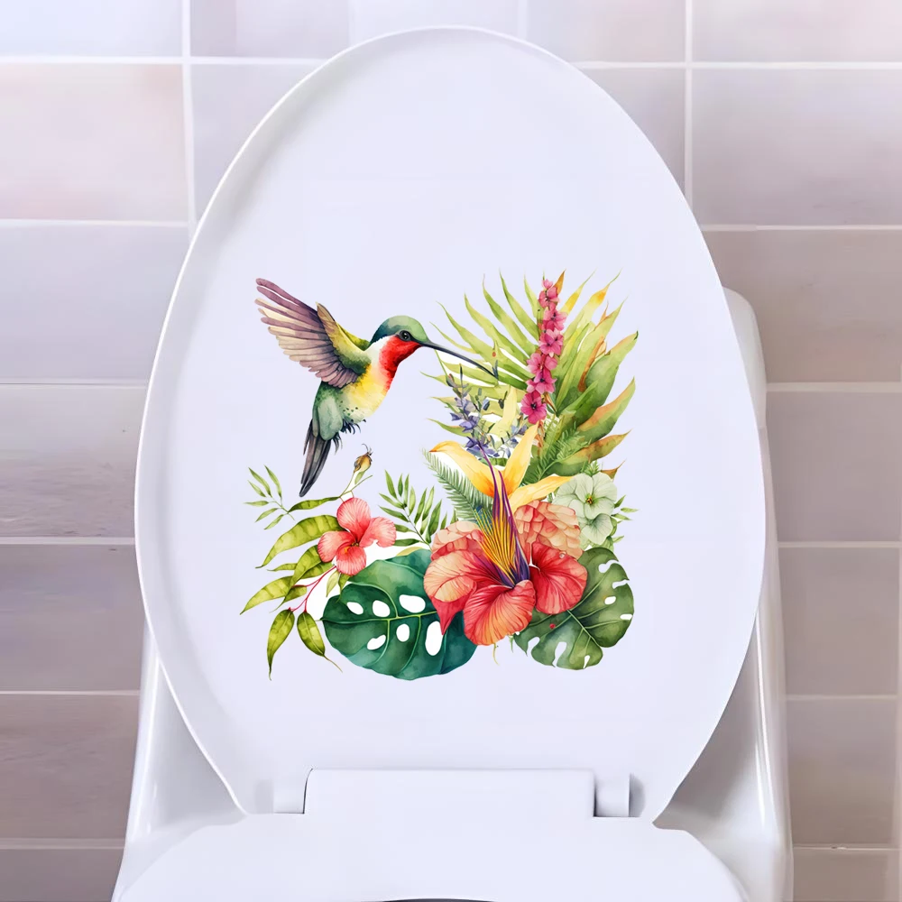 Hummingbird Wall Sticker Bathroom Toilet Decor Living Room Cabinet Home Decoration Decals Adhesive Mural Beautify PVC