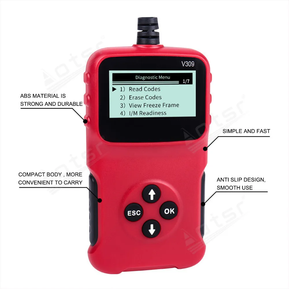 Componenti per la manutenzione dei motori generali per strumento diagnostico per auto V309 Versione nazionale/foregin Analisi dei guasti OBD,elm327 - Image 5