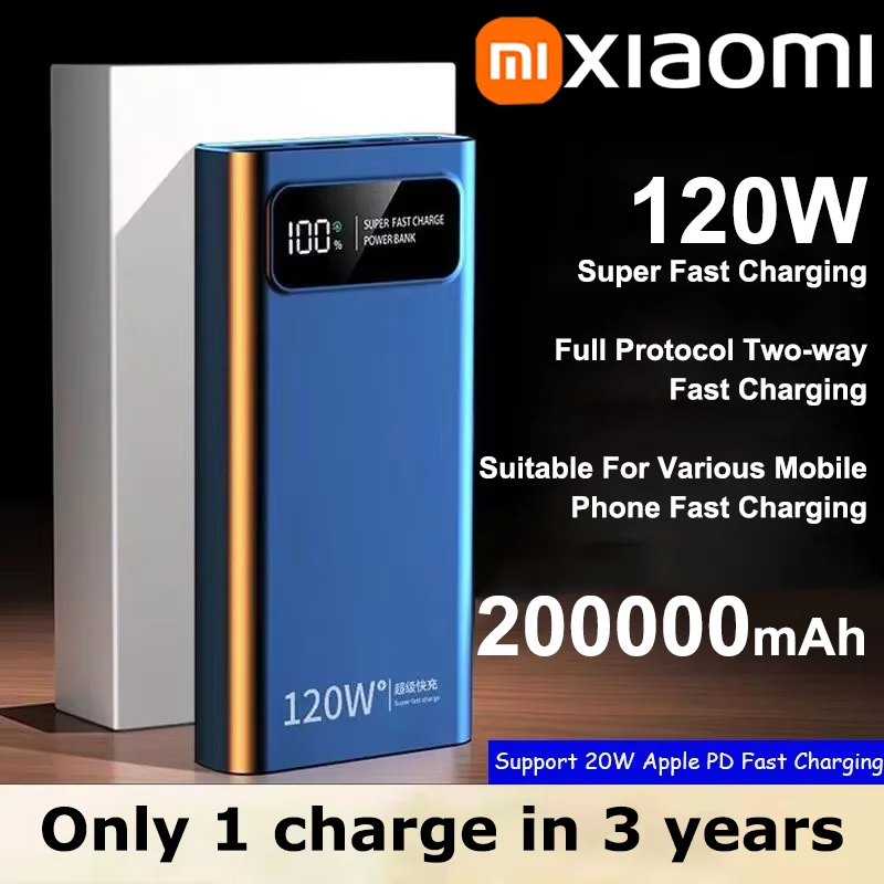 Xiaomi 120W Power Bank Super Fast Charging Phone Battery High Capacity Digital Display Power Bank For iPhone Samsung Huawei portable battery charger