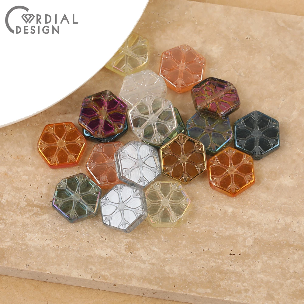 Cordial Design 15*16MM 200pcs Aurora Effect/DIY Glass Bead/Carving Effect/Hand Made/Geometry Shape/Jewelry Findings & Components - cordial