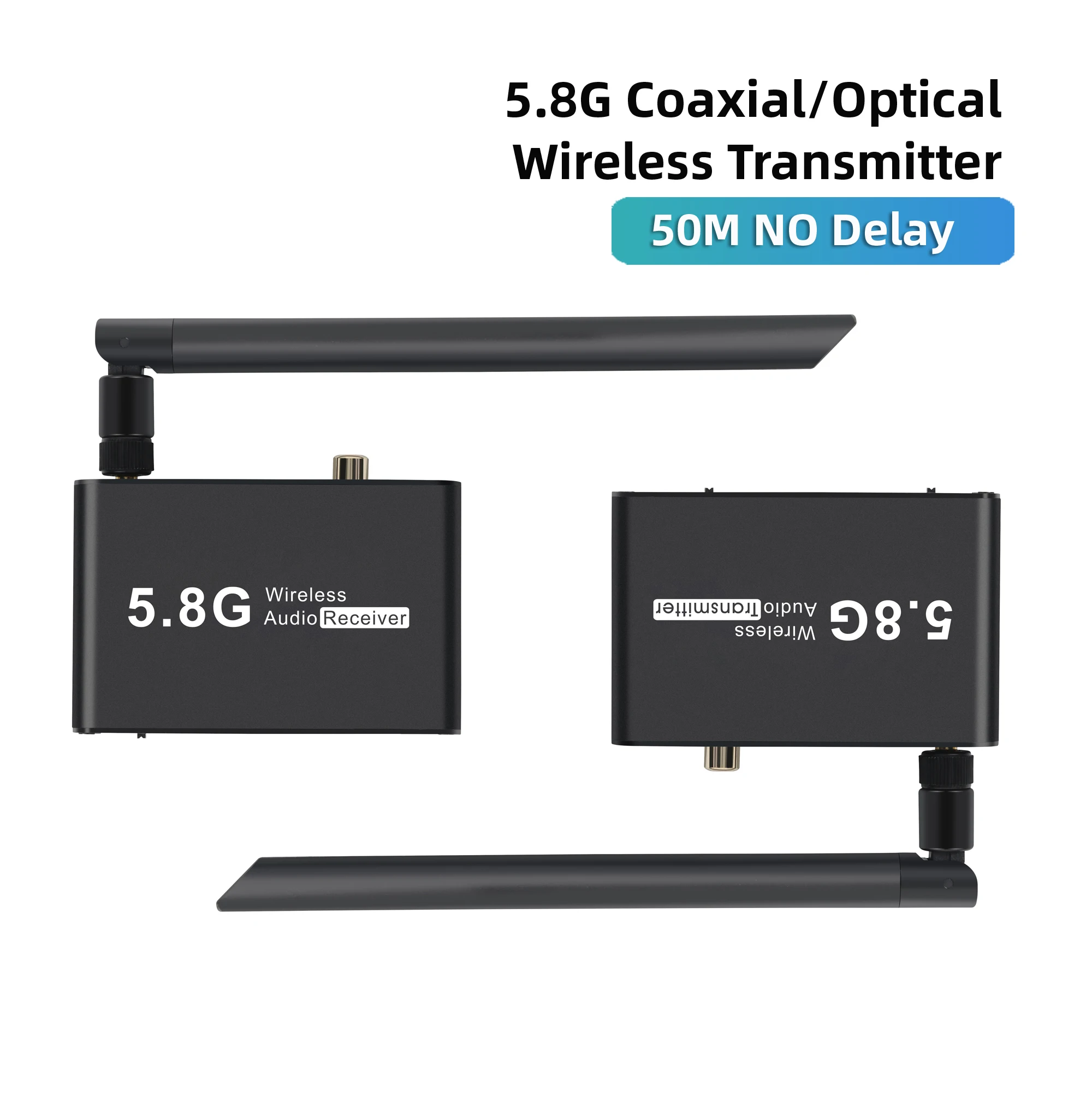 5.8G optical fiber coaxial signal 50M transmission audio non-delay receiver Wireless audio transmitter for Amplifier soundbar