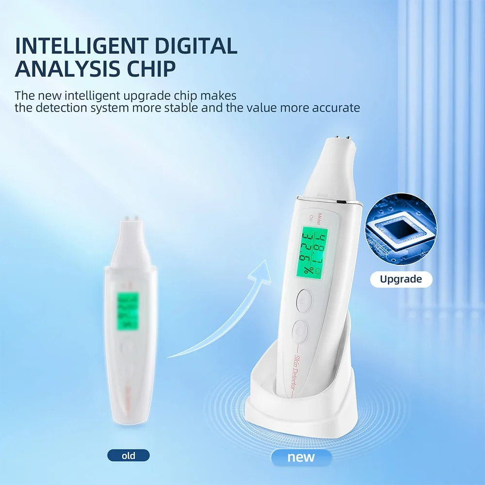LCD Digital Skin Tester Skin Moisture&Oil Test Meter Skin Analyzer Fluorescent Agent Detector For Forehead Cheek Skin Care