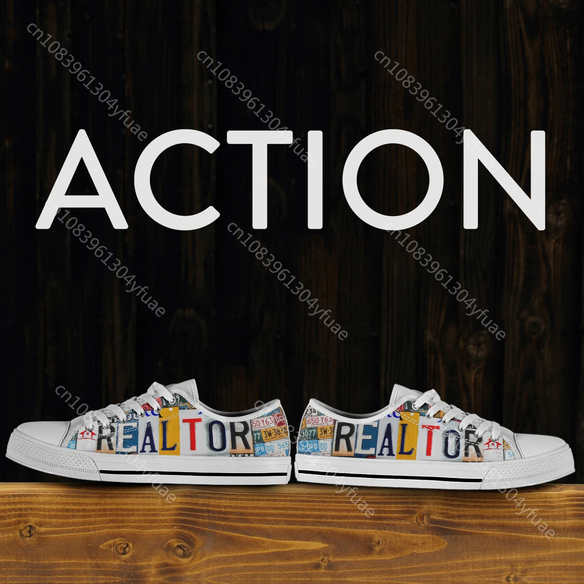 License Plate Realtor Design Ladies Shoes Casual Flats Shoes for Women Low Top Canvas Shoes for Women Brand