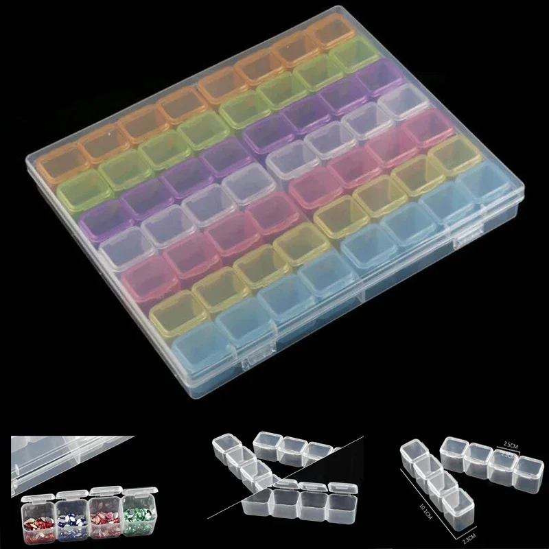Storage Box 56/28 Grids 5D DIY Diamond Painting Drill Box Jewelry Box Rhinestone Embroidery Crystal Bead Organizer Storage Case Container