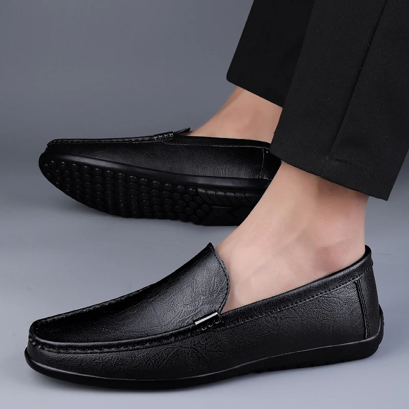 2023 Casual Mens Genuine Leather Shoes Leather Casual Shoes Hot Sale Men Comfy Moccasins Driving Shoe