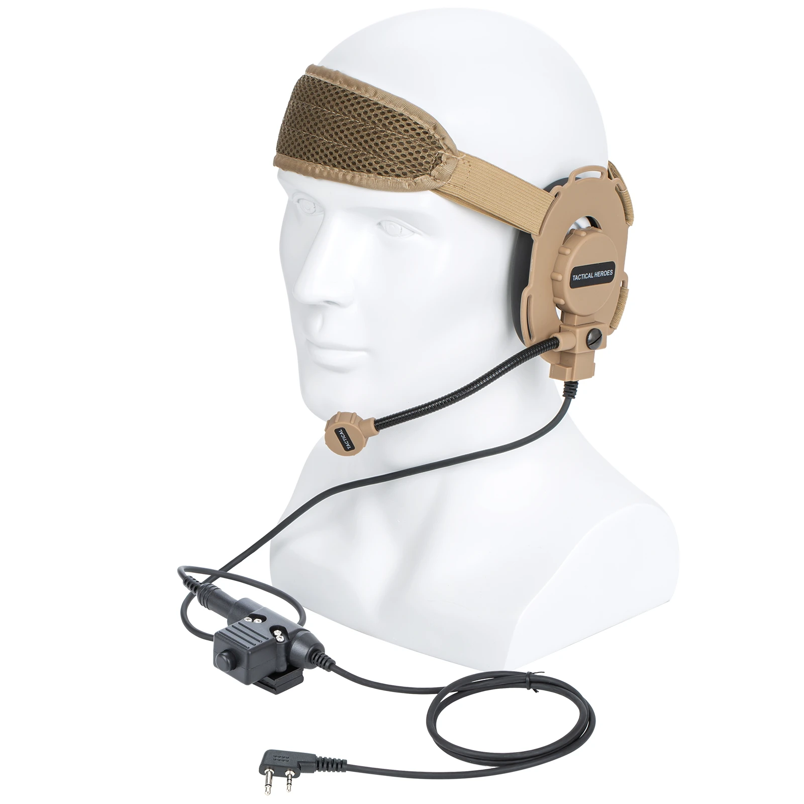 brown HD03 Tactical Bowman Elite II Headset Microphone with U94 PTT Adapter for Icom V8 V80 V82 walkie talkie Radio