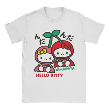 Hello Kitty Cherry Fun Printed T-shirt Suitable for Women's T-shirt Casual Fashion Round Neck Top Cotton Trendy Women's Top 1