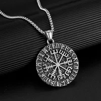 Vintage Nordic Viking Compass Pendant Necklace for Men Stainless Steel Fashion Amulet Rune Necklace Beaded Jewelry Wholesale 2