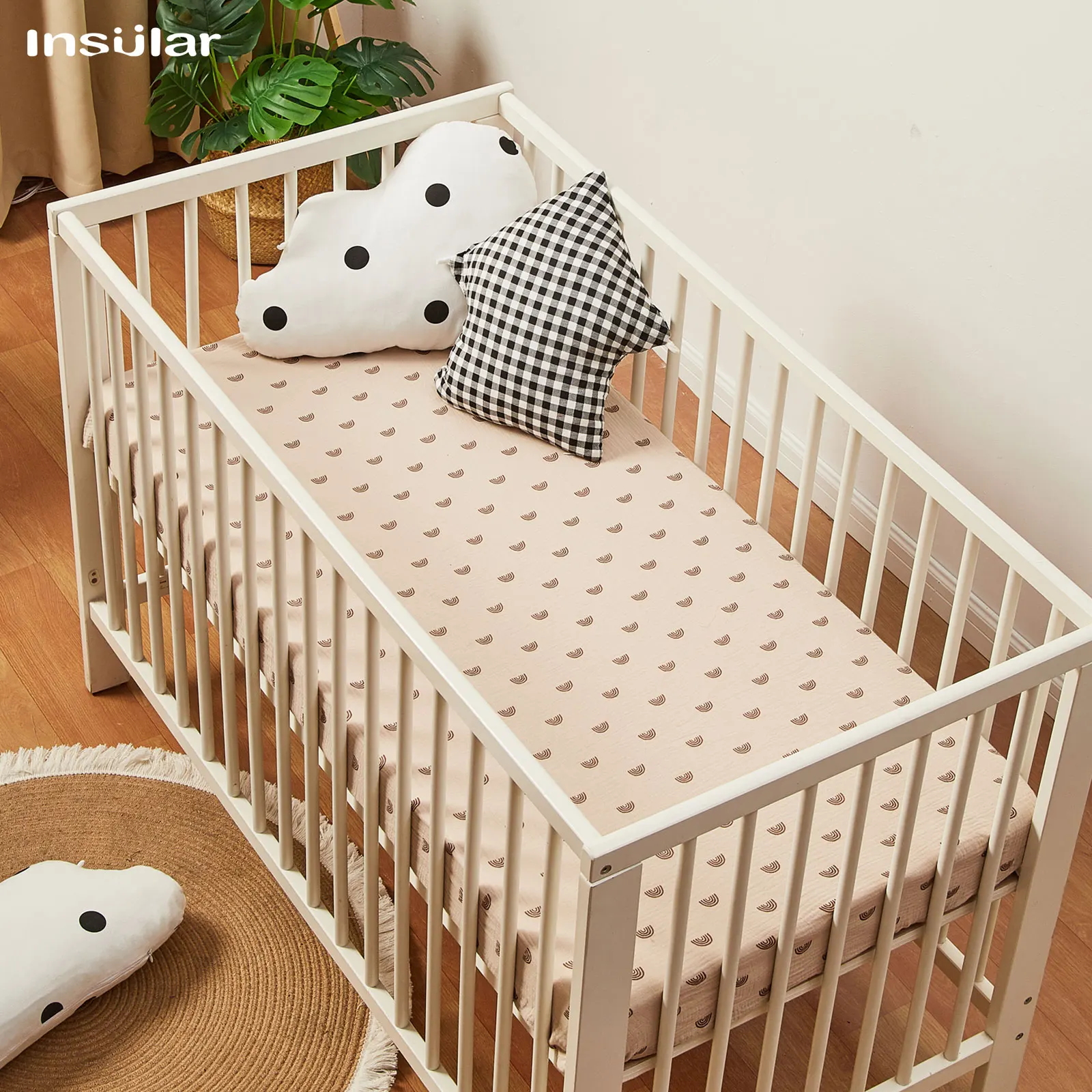 130x72cm Newborn Baby Fitted Crib Sheets Mini Cartoon Print Bed Sheet Baby Bed Mattress Covers for Unisex Boys Girls