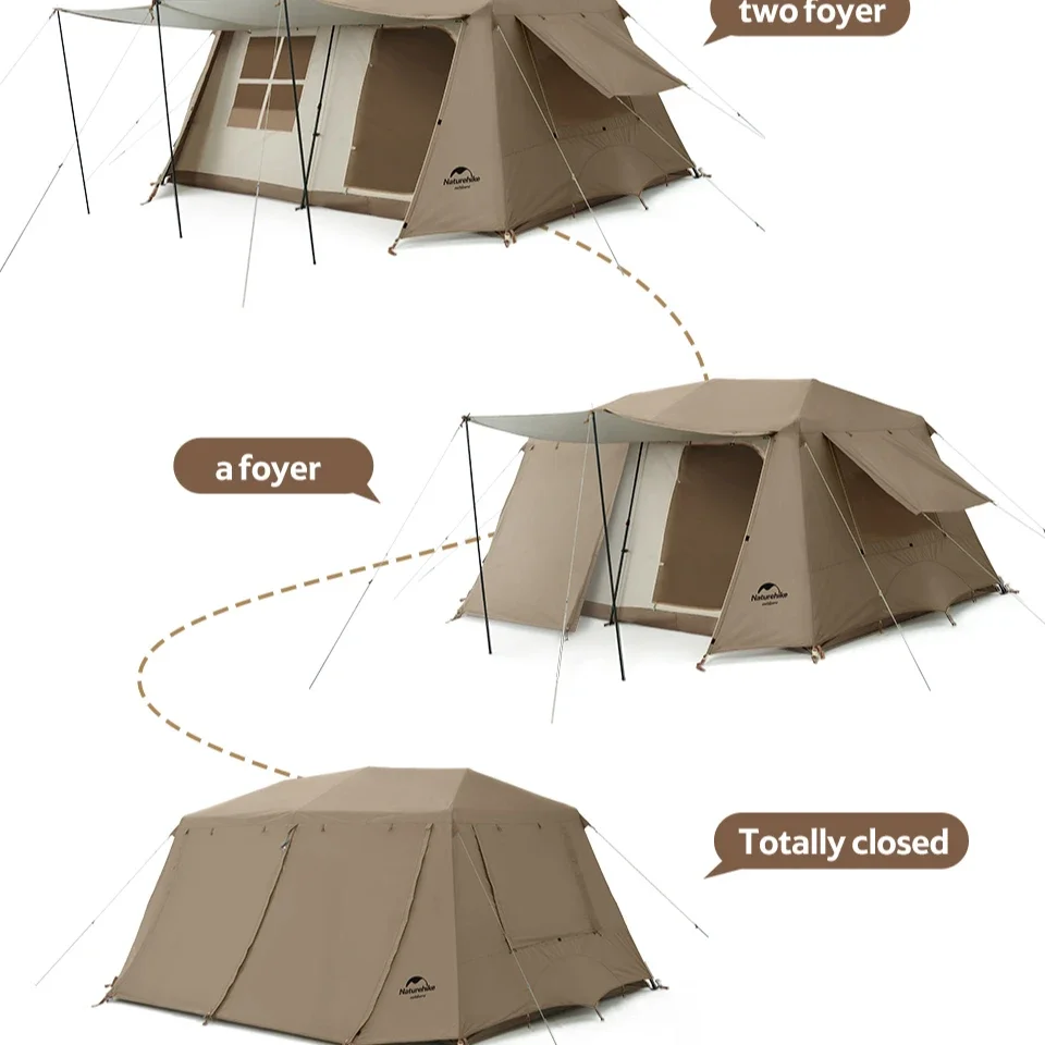 

Туристическая семейная палатка с двумя спальнями, деревенская автоматическая палатка 13 с атмосферной фотополосой