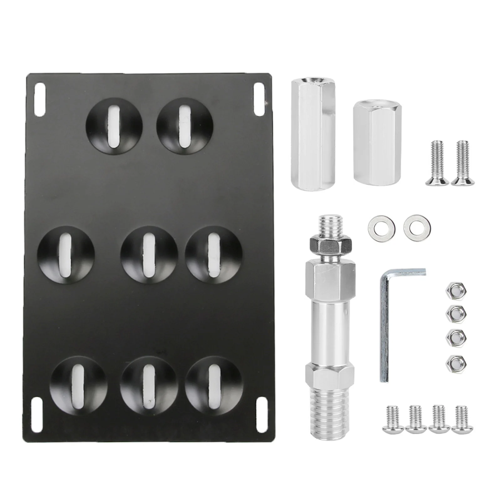 Car Universal Front Bumper Tow Hook License Plate Mount Bracket 8 Holes Adjustable Holder
