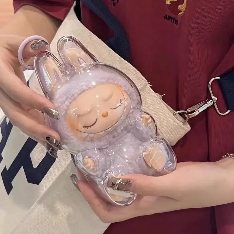 Stuffed Toys Cover Labubu Transparent Protective Cover Cute Elf Plushie Display Bag Mini Portable Storage Box
