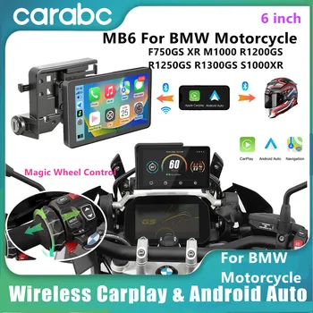 CARABC MB6 Schermo GPS da 6 Pollici per Moto con Carplay Wireless e Android Auto, Specifico per BMW F750GS XR M1000 R1200GS R1250GS S1000XR R1300GS
