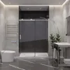 76" x 48" Frameless Shower Door in Brushed Nickel, Rhodes Water Repellent Glass Shower Door 2