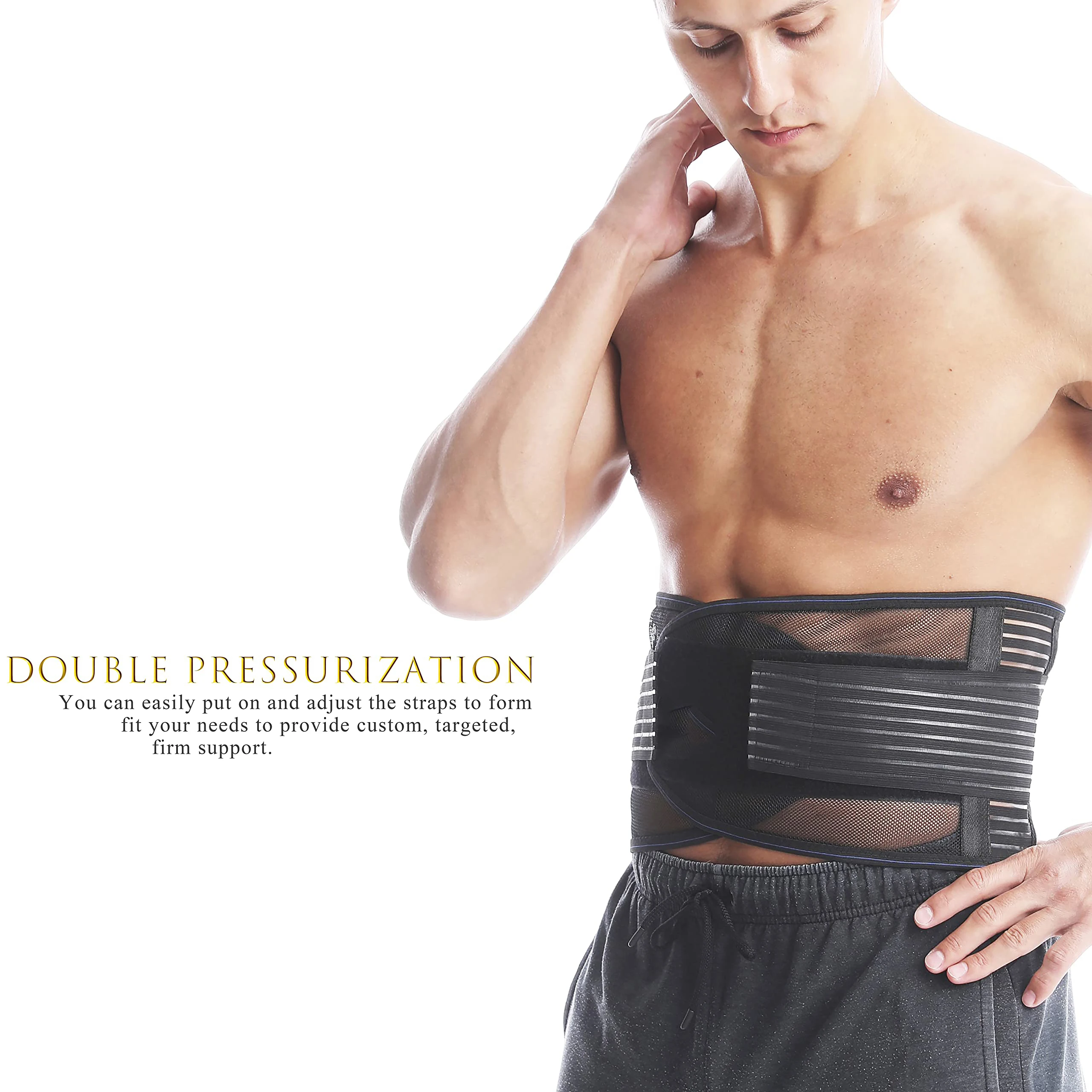 Mesh Lumbar Back Belt Brace with 5 Stays for Back Pain Relief Waist Belt Support for Men&Women