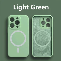 Premium Magnetic Liquid Silicone Case with Camera Precision Hole for 12 (Light Green)