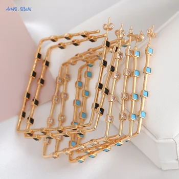 MHS.SUN Exaggerate Gold Plated 80MM Large Round/Square Hoop Earrings Cubic Zircon Women Loop Earring Statement Jewelry Gift