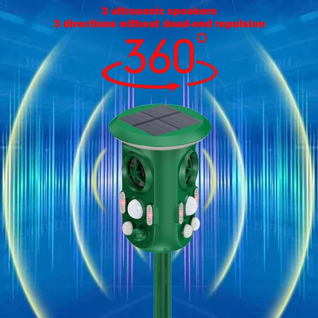Ultrahangos Állati Relevelő Napelemes Madárcsökkentő Kültéri Macska Visszataszító Kutya Elrettentő Kerti Gyep Visszatelepítő - Image 2