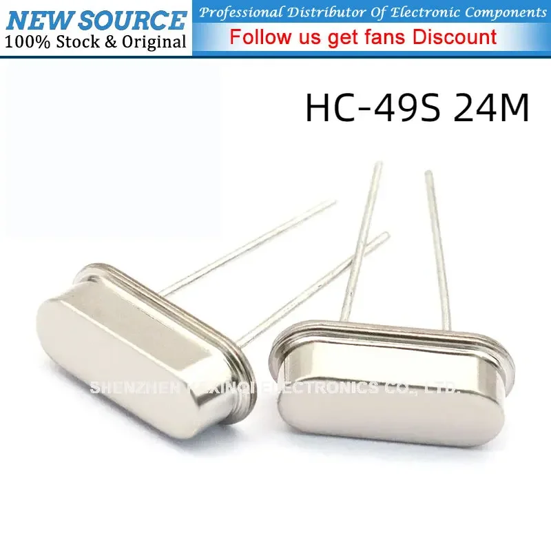 10pcs 24M DIP 2pin 24Mhz HC-49S Quartz Crystal Passive Crystal Oscillator