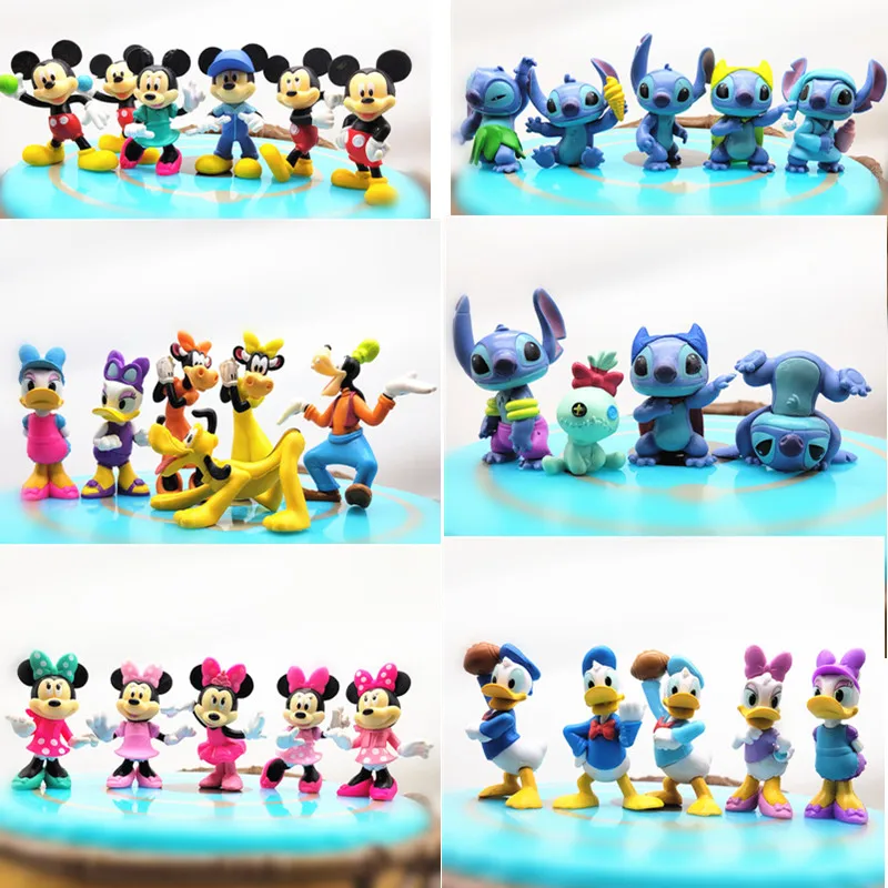 

Disney Minnie Mouse Mickey Donald Duck Goofy Daisy Stitch Chip Dale Mini Doll Ornament Accessories Diy Decoration