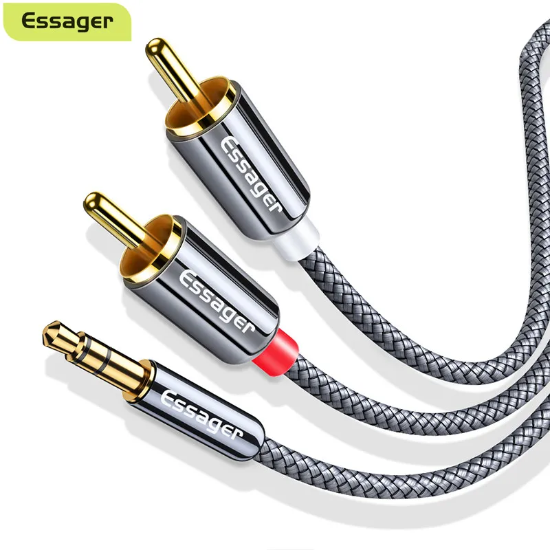 Кабель Essager RCA от 3 5 мм до 2RCA Штекерный адаптер разъем кабель Aux аудиокабель для