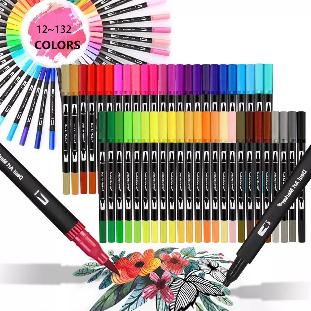 Kingart Watercolor Brush Markers - Set of 12 