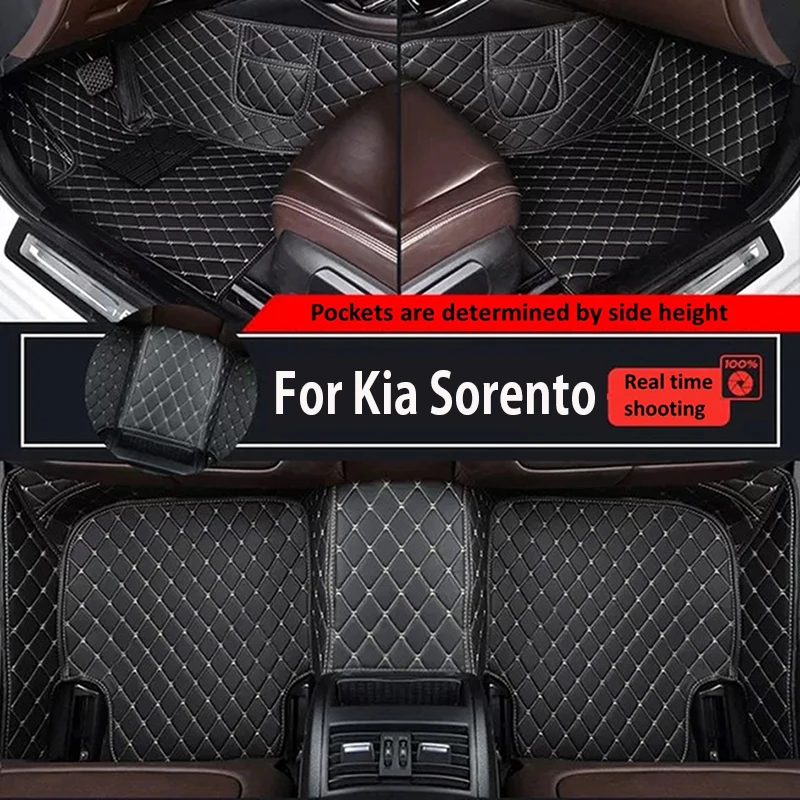 

Коврики автомобильные под заказ для Kia Sorento 5, 2009-2012 года, искусственная кожа, карманный ковер для телефона, аксессуары для интерьера автомобиля