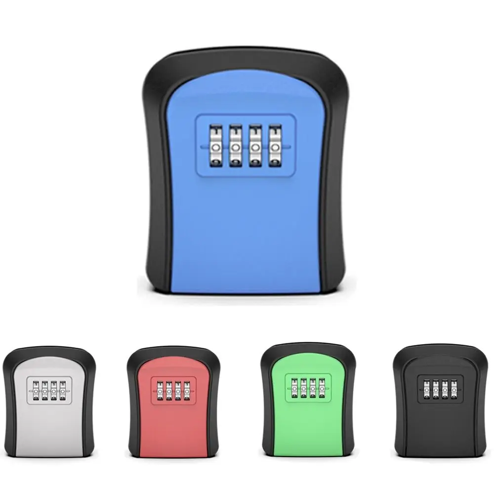 Key Safe Box 4 Digit Combination Lock Key Security Storage Case Outdoor Wall Mounted Anti-theft Key Lock Box Door Lock Code Box