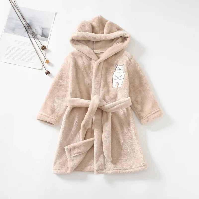 Kids Bathrobe for Girl Children Clothing Girl Flannel Bath Robe Clothes Boy Cartoon Night Robe Kids Pajamas For 1-8 Years