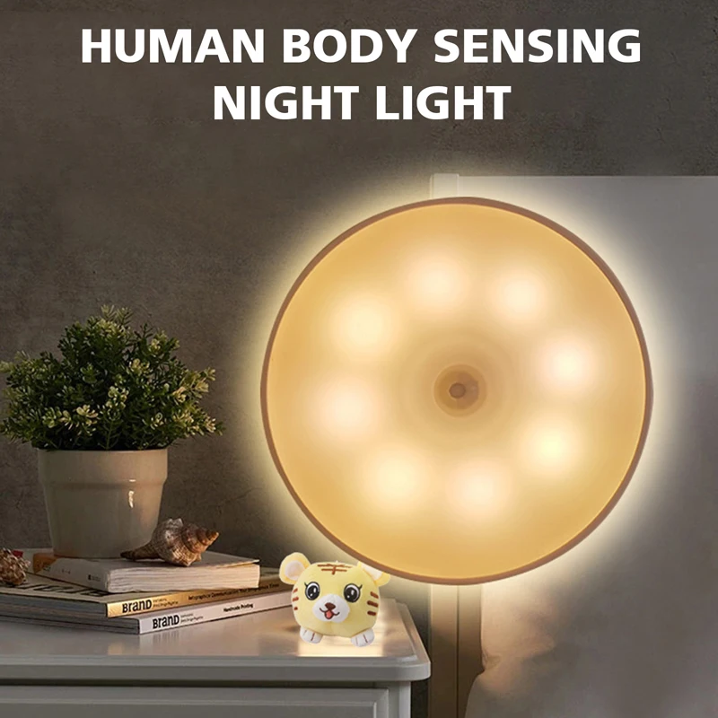 

Беспроводная Светодиодная лампа с датчиком движения, индуктивный ночник для умного кухни, спальни, кабинета, украшение детской комнаты