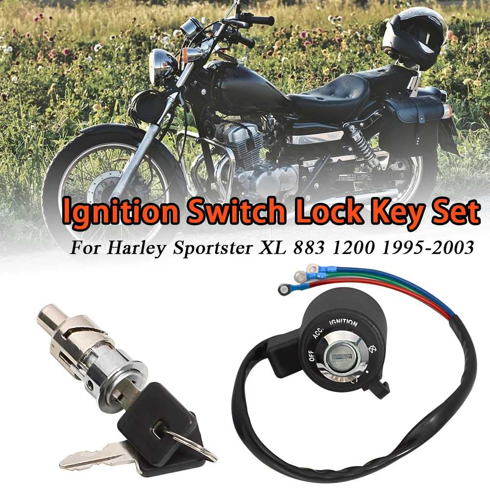 Wires Motorcycle Ignition Switch Lock Key Set Fit For Harley