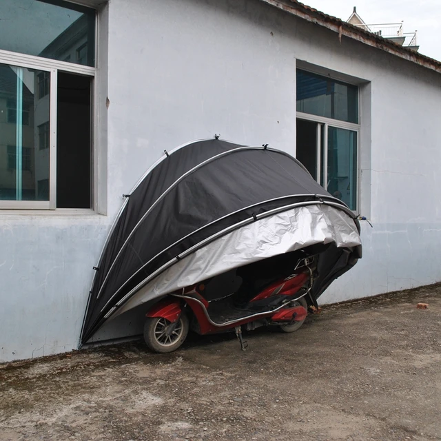 Hanging on The Wall 3Bicycles Garage Tent or 2Motorcycle Storage Rainproof Dustproof Multi-function Sundry Room 210D Silver Coat