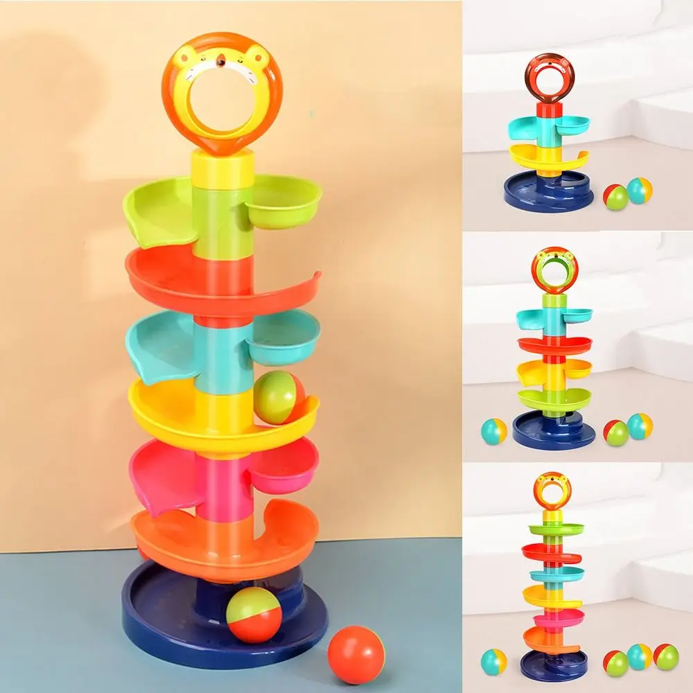 

Plastic Rolling Ball Pile Tower Multi-layer Ball Sliding Ball Tower Toy Lion Montessori Sensory Toys Rotating Track Toy
