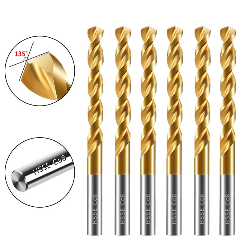 1-13mm M42 Cobalt Twist Drill Bit HSSE Co8 High Performance for Carbon Steel Cast Iron Stainless Steel Metal Hole Opener Tool